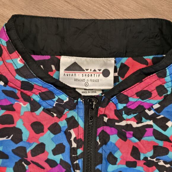80s 90s Aviat Sportif Windbreaker Track Suit Zip Vintage Purple Blue Jacket XL - Picture 6 of 8